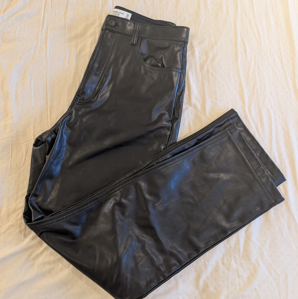 Abercrombie & Fitch Black High Rise Faux Leather Pants